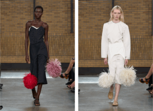 Veronica Leoni offered a sophomore collection for Calvin Klein, that included simple slip dresses with bouncing pom-poms.