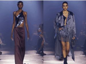 Flowing draped skirts balanced the metallic hardness of “found objects” such as combs, keys, padlocks, and knives. Grace Ling's Spring/Summer 2026 collection, explored the intersection of craft and technology, past and future, strength and elegance.