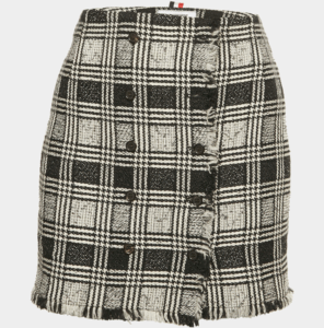 Thom Browne Black Tweed Raw Edge Mini Skirt L