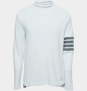 Thom Browne White Waffle Knit Turtleneck Sweater L