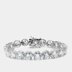 40.85 cts Round Brilliant Cut Lab Grown Diamond 18k White Gold Tennis Bracelet
