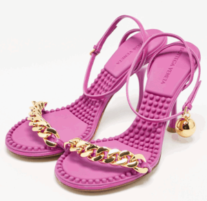 Bottega Veneta Pink Leather Dot Embellished Ankle Strap Sandals Size 38