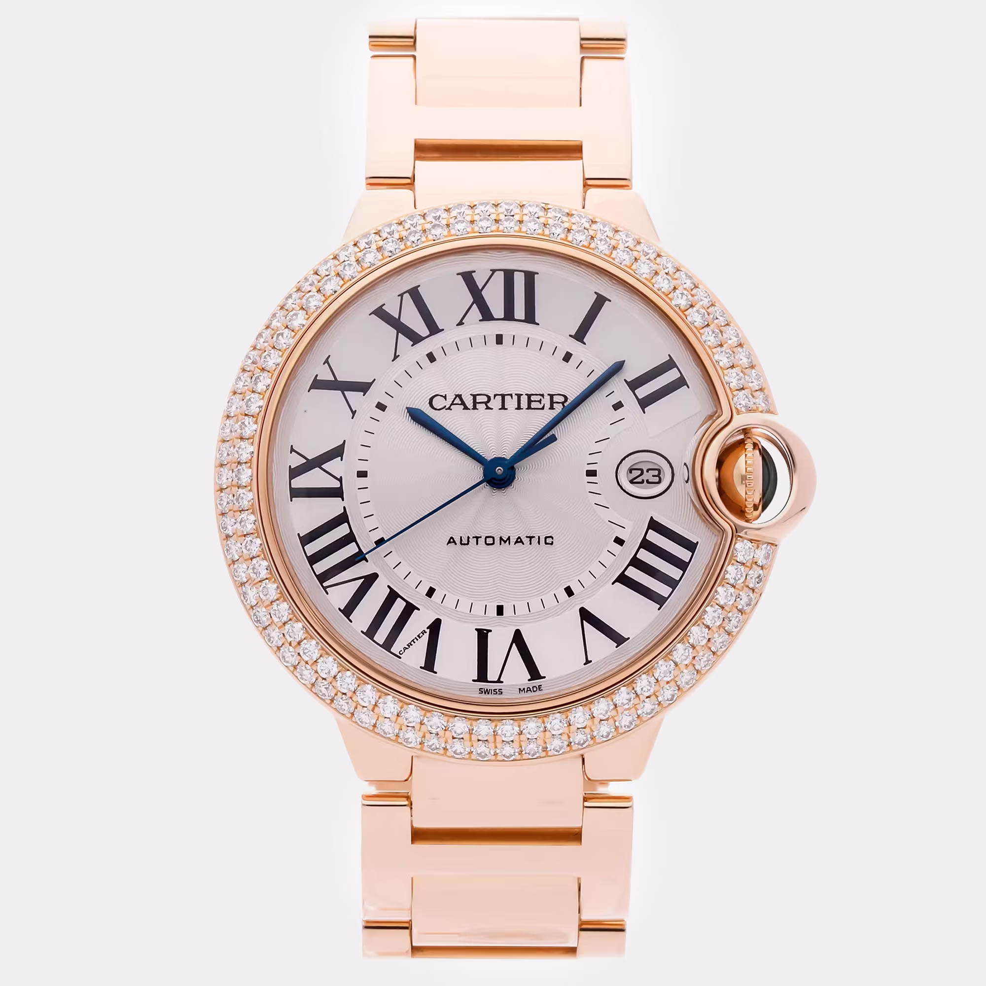 Cartier Ballon Bleu WE9008Z3 Automatic Silver 18k Rose Gold Men’s Wristwatch 42 mm
