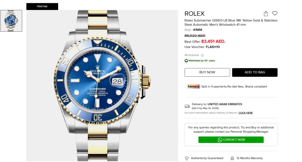 Rolex Submariner 126613 LB Blue 18K Yellow Gold & Stainless Steel Automatic Men's Wristwatch 41 mm