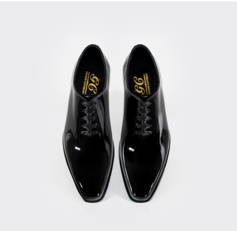 George Cleverley Merlin bespoke men's shoes in black patent — luxury bespoke footwear